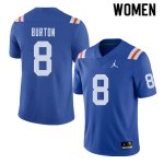 Women's Florida Gators #8 Trey Burton NCAA Jordan Brand Royal Throwback Alternate Authentic Stitched College Football Jersey YRV4362SQ